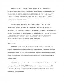 FORMATO DE TERMINACION ANTICIPADA DE CONTRATO DE ARRENDAMIENTO - Ensayos  Gratis - Rebecca