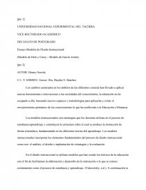 Ensayo Modelos de Diseño Instruccional (Modelo de Dick y Carey – Modelo de  García Aretio) - Ensayos Gratis - Helena