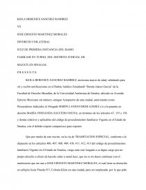 DIVORCIO INCAUSADO SINALOA. - Ensayos de Calidad - Ledesma