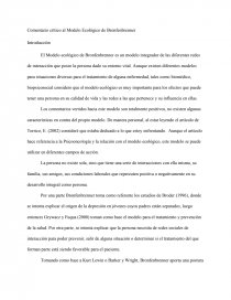 Comentario crítico al Modelo Ecológico de Bronfenbrenner - Ensayos y  Trabajos - John0099