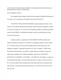 ACTO CONTITUTIVO DE EMPLAZAMIENTO Y DEMANDA RECONVENCIONAL EN REPARACIÓN DE  DAÑOS Y PERJUICIOS - Ensayos Gratis - Rebecca