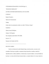 Cuento sobre la comunicación verbal y no verbal: “Mi Nuevo Amigo” -  Documentos de Investigación - Rebecca