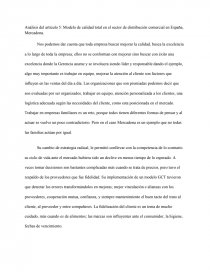 Análisis del artículo 5: Modelo de calidad total en el sector de  distribución comercial en España, Mercadona - Documentos de Investigación -  Antonio