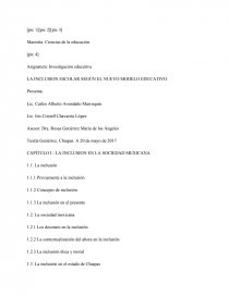 LA GRAN INCLUSION ESCOLAR SEGÚN EL NUEVO MODELO EDUCATIVO. - Trabajos  Documentales - mondoro