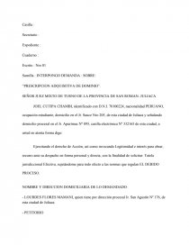 DEMANDA PRESCRIPCION ADQUISITIVA DE DOMINIO - Documentos de Investigación -  John0099