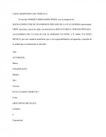 Carta Responsiva De Vehiculo